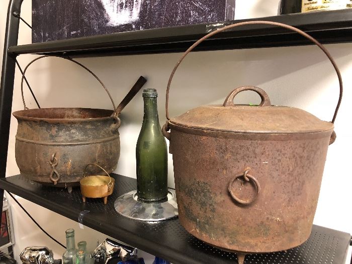 Cast iron pots with feet intact!