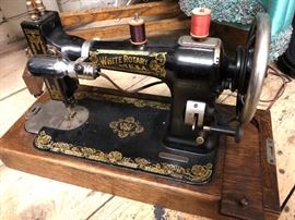 White Rotary sewing machine and curved topped wooden case in lovely condition