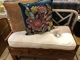 Small bench with a wee bit of storage, — and nice place to sit and tie shoes