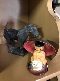 And a clay horse with cute Japanes ceramic 