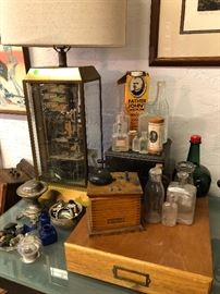 Plenty of bottle diversions, but don’t miss this interesting lamp... possibly made from telephone parts... but has a very interesting “click-on” proceedure.