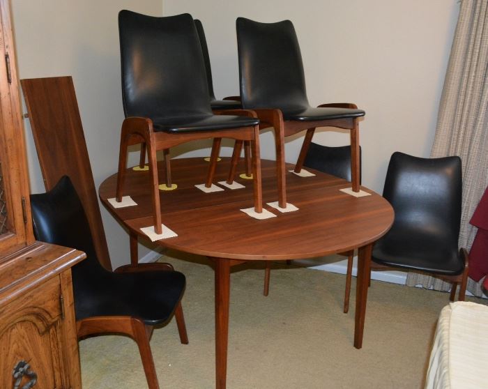 Mid Century Modern Dining Set - Table and Six Chairs by Walter of Wabash