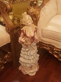 Porcelain female Victorian statue over 2 ft tall