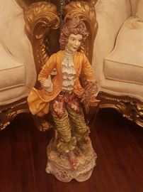 Victorian over 2 ft tall porcelain statue Italian