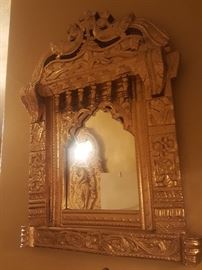 Indonesian mirror wood carved gold