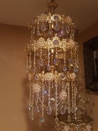 Large antique 1920s lamp with real crystal