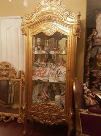 Gold Leaf glass cabinet with shelves