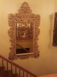 7 foot tall beveled mirror with carved frame very large