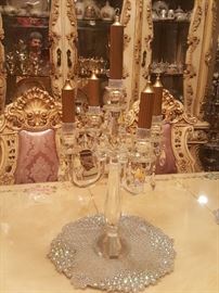 Crystal candelabra over 2 feet tall