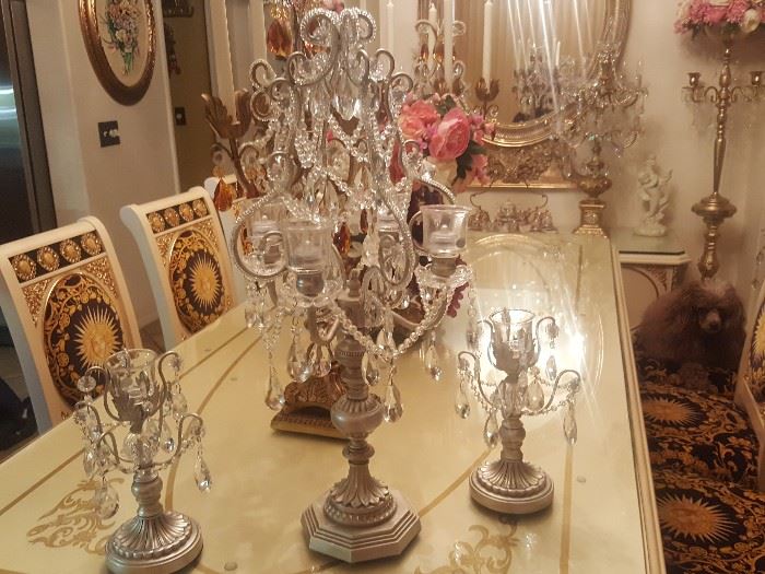 3 piece candelabra set with Crystal