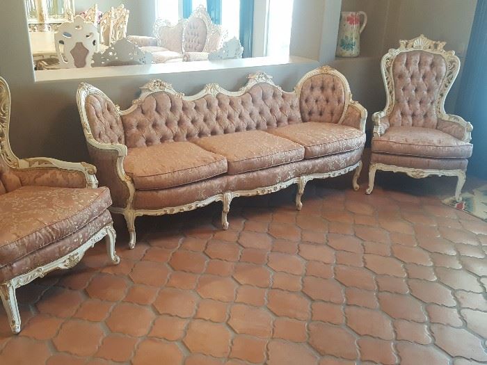 3 piece Victorian formal living room set with new upholstery