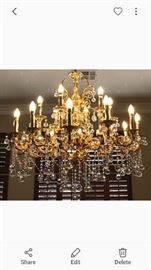 Large chandelier 22 candles gold plated