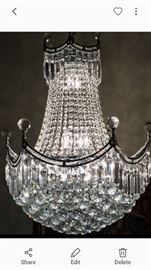 Large silver Chandelier with real crystals like new