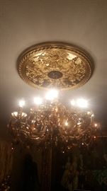 22 candle Chandelier gold-plated very large