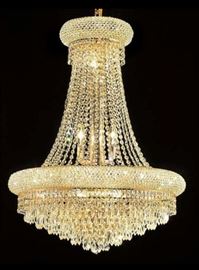 4 foot tall crystal chandelier gold real crystals perfect condition