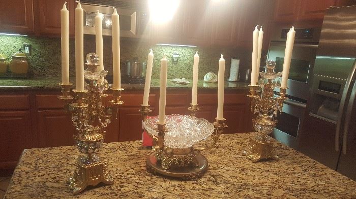 Two candelabras and a centerpiece