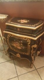 Antique black and gold with floral Bombay chest
