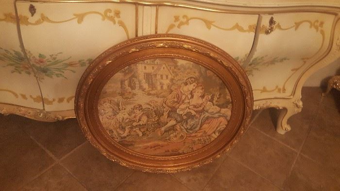 Oval antique tapestry