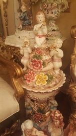 Capodimonte / 3 ft tall container with lid perfect condition
