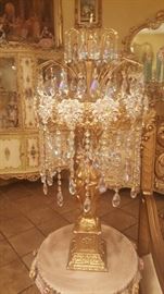 Antique chandelier lamp with real crystals
