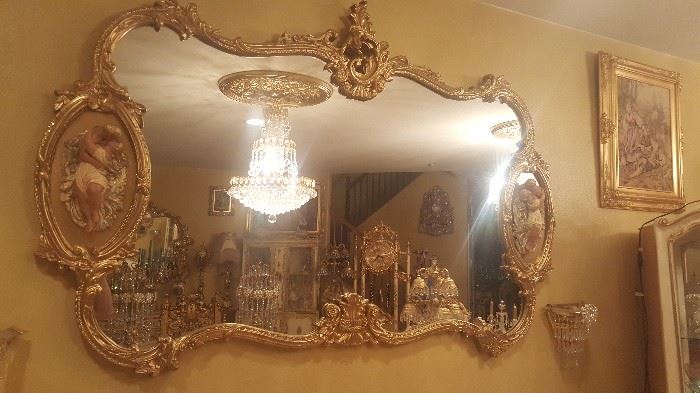 Antique Rococo lovers mirror
