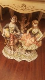 Capodimonte musical figurine male and female porcelain very large