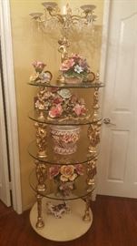 Antique shelf over 6 feet tall with cherubs gold plated