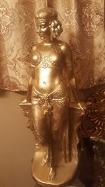 Egyptian ceramic belly dancer / 3 ft tall with pedestal