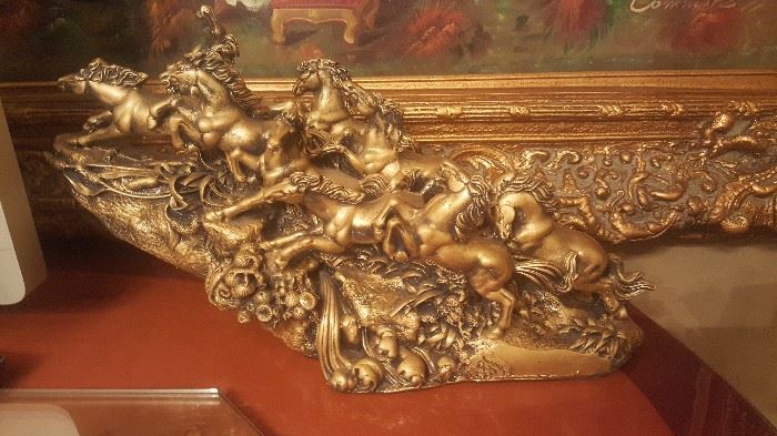 Collection of horses antique wood gold plated
