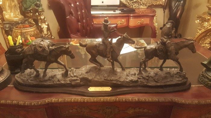 Solid bronze Western horse and cowboys collection
