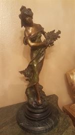 Large solid bronze lady with wings signature piece