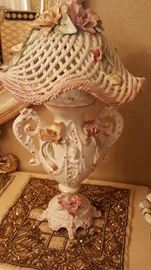 Italian ceramic lamp with ceramic lamp shade