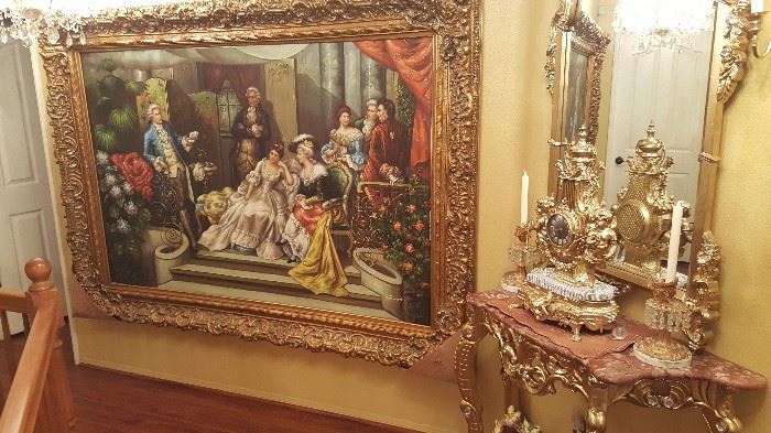 Large Victorian oil painting signed by artist 7 Foot by 5 foot