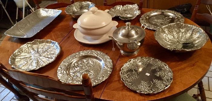 Arthur Court and Armetale Pewter on Oval Table  