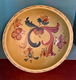 Wooden Bowl with Rosemaling 