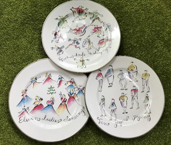 Set of 12 Days of Christmas Plates by Rosanna, Italy