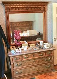 Carved Dresser with Marble Top to Match Double Bed