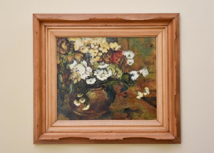 Original Still Life Oil Painting in Wood Frame (approx. 34" L x 29" W)