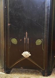 Antique Hand Painted Metal Fireplace Screen (approx. 38" L X 38" H when fully extended)