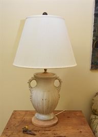 Vintage Double Handle Pottery Vase Table Lamp 