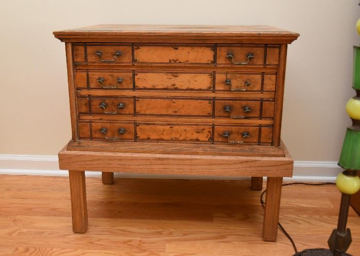 BUY IT NOW! $300 - Antique Sewing Machine / Spool Cabinet, 4 Drawer with Stand as shown (approx. 25" L x 15" W x 24" H)