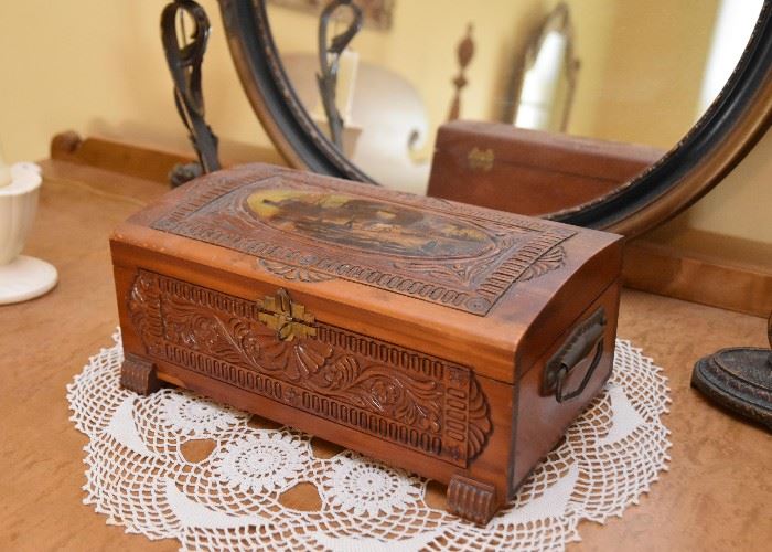 Wood Carved Jewelry Box