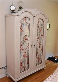 BUY IT NOW! $300 - Shabby Chic Armoire / Wardrobe with Cabbage Rose Fabric