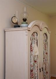 BUY IT NOW! $300 - Shabby Chic Armoire / Wardrobe with Cabbage Rose Fabric