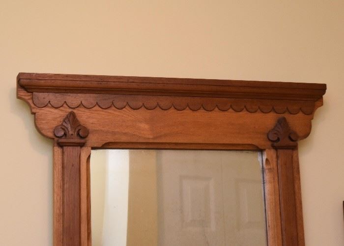 Antique Wood Framed Wall Mirror