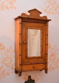 Small Wood Wall Cabinet with Bamboo Detail