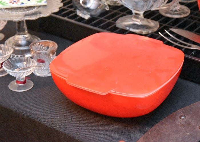 Vintage Red Casserole / Baking Dish