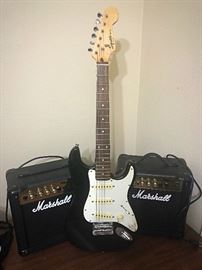 Mini Fender Guitar and Marshall Amps