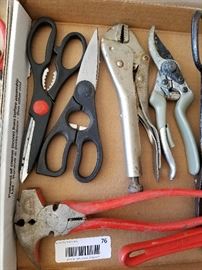 scissors, tin snips, and pliers