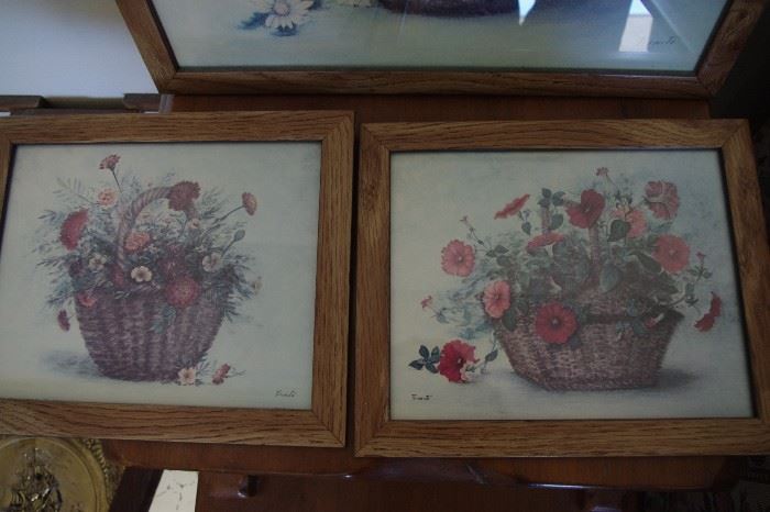 3 Pieces of Framed Floral Art